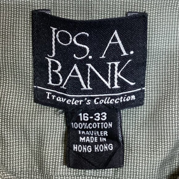 Jos. A. Bank Travelers Collection Green Long-Sleeve Button-Up Shirt - Size 16-33 - Picture 3 of 8